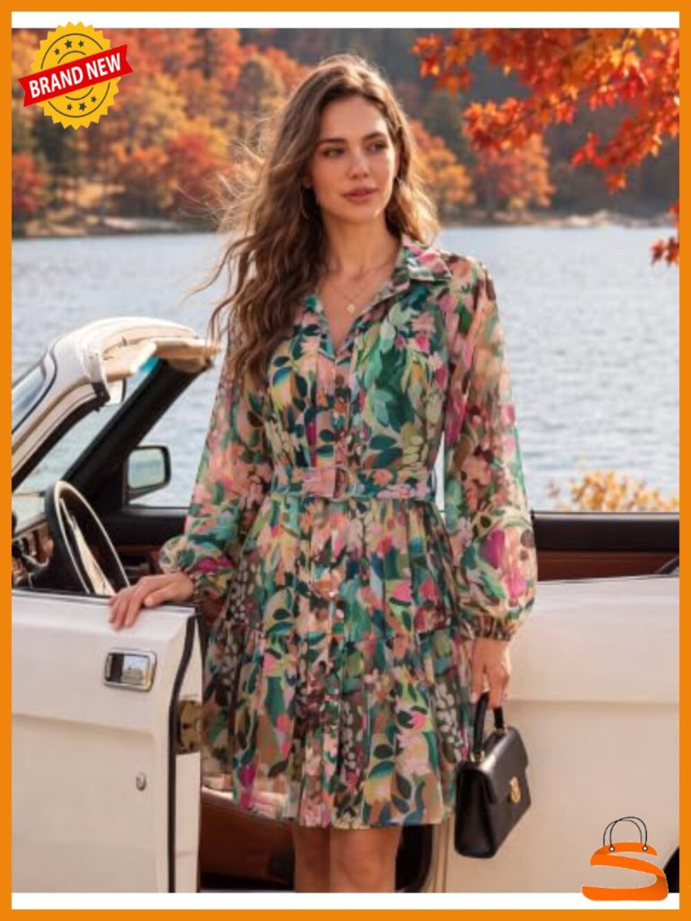 Women's Floral Lace Dress - Picture 2 of 6